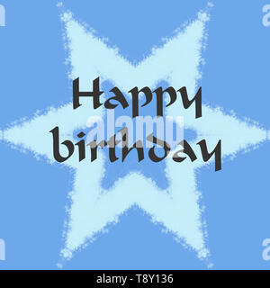 Stella blu e lo sfondo con il testo buon compleanno. Foto Stock