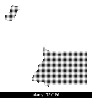Mappa con dot - Guinea equatoriale . Modello per la progettazione Illustrazione Vettoriale