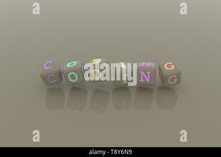 Computer di codifica le TIC la parola chiave. Risorsa di grafica, la consistenza o lo sfondo per la pagina web o il design. Foto Stock