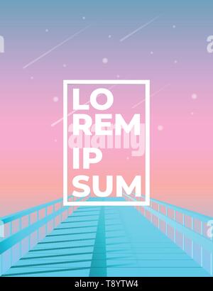 Background moderno con telaio alla fine del molo blu modello poster con gradiente di raffreddamento Illustrazione Vettoriale