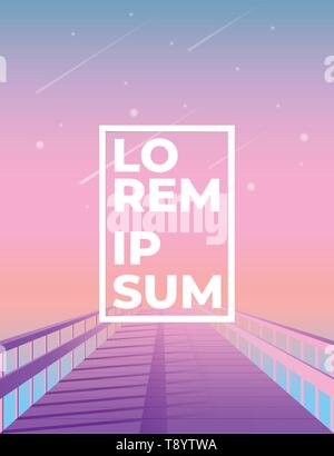 Background moderno con telaio alla fine del molo viola modello poster con gradiente di raffreddamento Illustrazione Vettoriale
