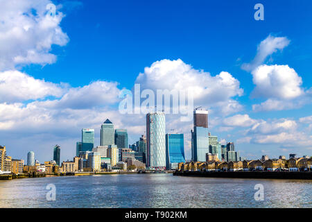 Panorama di Canary Wharf, London, Regno Unito Foto Stock