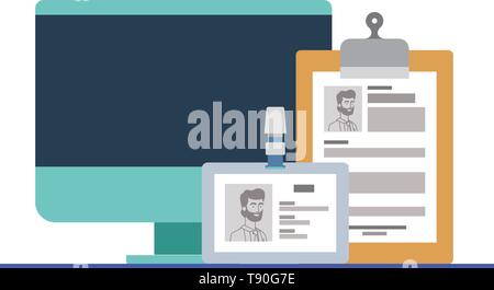 Schermo di computer con sfondo bianco Illustrazione Vettoriale