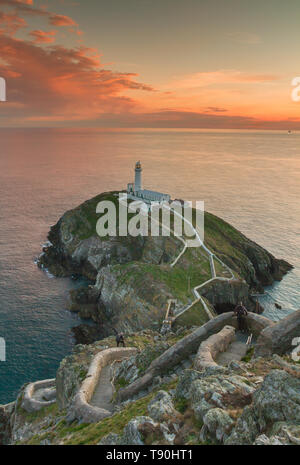 Sud pila faro, Anglesey, Galles Foto Stock