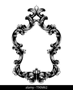 Il barocco il telaio dello specchietto. Vettore di lusso francese ricchi ornamenti intricate. Royal Victorian decor di stile Illustrazione Vettoriale