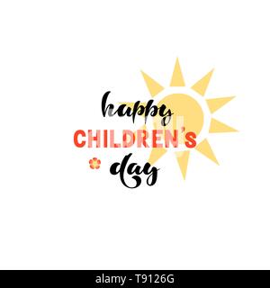 Illustrazione Vettoriale con frase manoscritta - Happy internazionale giorno per bambini. Illustrazione Vettoriale