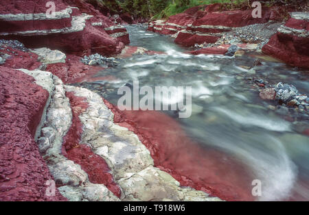 Il Red Rock Canyon, il Parco Nazionale dei laghi di Waterton, Alberta Foto Stock