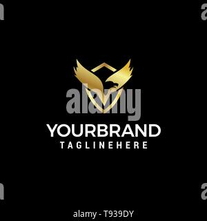 Luxury ala di uccello logo design concept vettore modello Illustrazione Vettoriale
