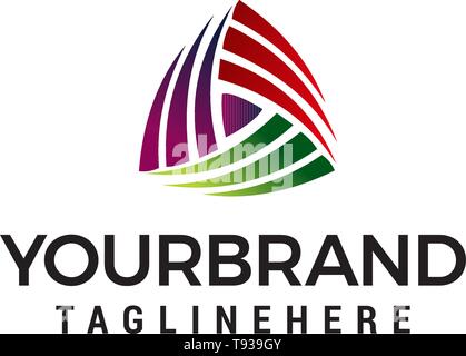 Triangel media logo design concept vettore modello Illustrazione Vettoriale