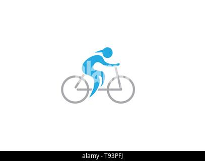 Atleta guidare la moto e bicicletta per logo design illustrazione vettore Illustrazione Vettoriale