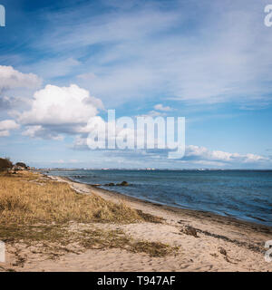 Spiaggia dal villaggio costiero di Humlebaeck, Danimarca. Foto Stock