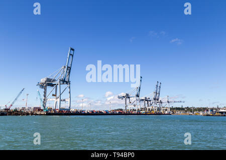 Contenitore morsetto a Auckland, Nuova Zelanda Foto Stock