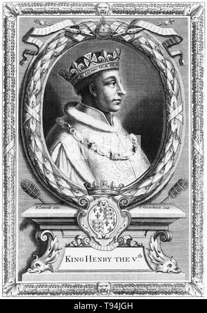 Il re Enrico V, incisione verticale nel profilo, 1700s Foto Stock