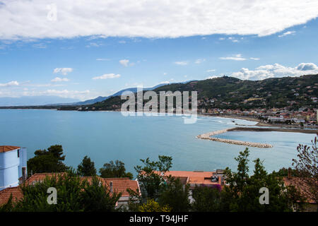 Agropoli, perla del Cilento, vista del castello medievale Foto Stock