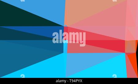 Corallo chiaro, dodger blu e teal colore di sfondo con triangoli. triangoli stile di diversa dimensione e forma geometrica semplice sfondo per poster Foto Stock