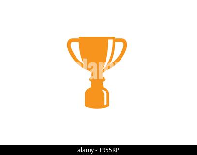 Golden Cup Trofeo per il vincitore del campionato sport cerimonia etichetta, primo premio, la vittoria per la progettazione del logo Illustrazione Vettoriale