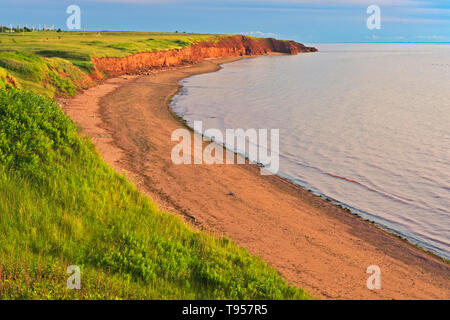 Sabbia rossa e scogliere lungo il Northumberland Campbelton dello Stretto di Prince Edward Island in Canada Foto Stock
