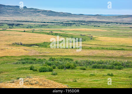 Colline e coulees di mixed-erba nativo praterie prateria Parco Nazionale di Saskatchewan in Canada Foto Stock