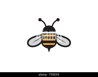 Il miele delle api aprire le ali e volare con grandi orecchie per logo design illustrazione Illustrazione Vettoriale