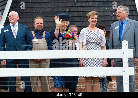 Harreveld, Paesi Bassi. Il 17 maggio 2019. HARREVELD, 17-05-2019, Princess Beatrix visitando bicentenario windmill 'Hermien' in credito Harreveld: Pro scatti/Alamy Live News Foto Stock