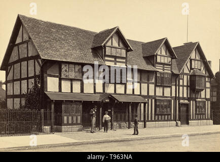 Shakespeare's House Stratford-su-Avon, 1860s. Francesco Bedford (inglese, 1815/1816 - 1894). Albume silver stampa. Foto Stock