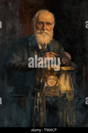 William Thomson, Lord Kelvin (26 giugno 1824 - 17 dicembre 1907) era un fisico matematico e ingegnere. Ha fatto un lavoro importante in analisi matematica di elettricità e la formulazione della prima e della seconda legge della termodinamica, e ha fatto molto per unificare la disciplina emergente della fisica moderna. Egli è ampiamente conosciuto per rendersi conto che vi è stato un limite inferiore di temperatura, zero assoluto; temperature assolute sono indicati in unità di kelvin in suo onore. Foto Stock