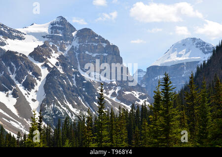 Picchi nelle Montagne Rocciose Canadesi Foto Stock