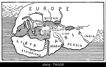 Erodoto (484-425 a.C.) era un antico storico greco, spesso chiamato il padre di storia. La sua storia della invasione della Grecia dall'impero persiano è stato il primo tentativo di narrativa e di storia è stato l'inizio di tutti i Western storia scritta. Foto Stock