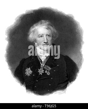 Georges Cuvier (Agosto 23, 1769 - 13 Maggio 1832) era un naturalista francese e zoologo, talvolta indicato come il " padre della paleontologia''. Egli ha originato un sistema di classificazione zoologica che animali raggruppati secondo le strutture dei loro scheletri e organi. Cuvier ha esteso il suo sistema di fossili; il suo ricostruzioni del modo in cui gli animali estinti guardato, basato sui loro resti scheletrici, notevolmente evolute la scienza della paleontologia. Foto Stock