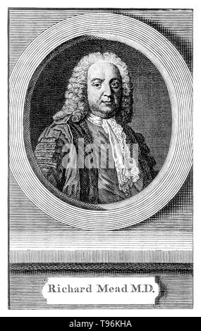 Richard Mead (11 agosto 1673 - 16 febbraio 1754) era un medico inglese. Il suo Account meccanica di veleni è apparso nel 1702 e, nel 1703, fu ammesso alla Royal Society. Ha frequentato la regina Anna sul suo capezzale, e nel 1727 fu nominato medico di Giorgio II. Mentre al servizio del re, idromele coinvolto nella creazione di un nuovo la carità, Foundling Hospital, sia come un governatore fondatori e come un consulente su tutte le cose medical. Foto Stock