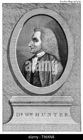 William Hunter (23 maggio 1718 - 30 Marzo 1783) era un scozzese anatomista e medico. Cacciatore divenne allievo residente a William Smellie e lui è stato addestrato in anatomia presso il St George's Hospital di Londra, specializzato in ostetricia. Il suo aulico di buone maniere e di giudizio ragionevole lo ha aiutato ad avanzare fino a che egli è diventato il principale consulente di ostetricia di Londra. Per chirurghi ortopedici egli è famoso per i suoi studi di osso e cartilagine. Foto Stock