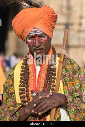 Ritratto di un Sadhu uomo santo, Hampi, India Foto Stock