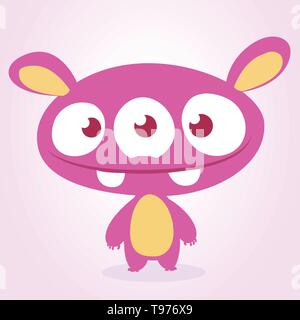 Funny cartoon tre eyed alien. Illustrazione Vettoriale Illustrazione Vettoriale