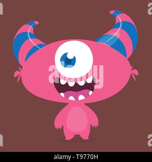 Funny cartoon uno- eyed alien. Illustrazione Vettoriale di alien monster personaggio Illustrazione Vettoriale