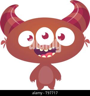 Funny cartoon tre eyed alien. Illustrazione Vettoriale Illustrazione Vettoriale