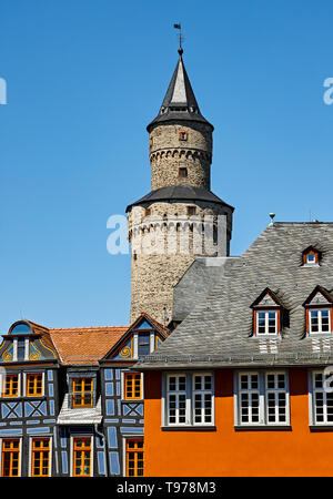 Idstein strega torre vecchia città taunus Hesse in Germania Foto Stock