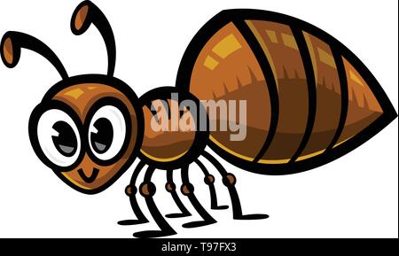 Cartoon Ant Bug insetto stilizzata silhouette nera icona vettore Illustrazione Vettoriale