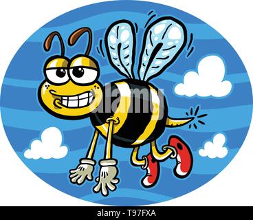 Illustrazione vettoriale di un simpatico sorridente battenti bumblebee. Illustrazione Vettoriale