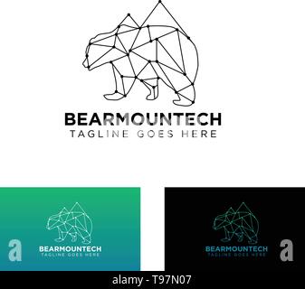 Bear Mountain il collegamento di logo design vector Icona o simbolo illustrazione vettoriale Illustrazione Vettoriale