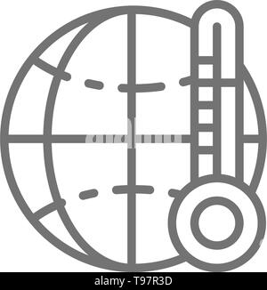 Il riscaldamento globale, anormalmente alta temperatura icona linea. Illustrazione Vettoriale