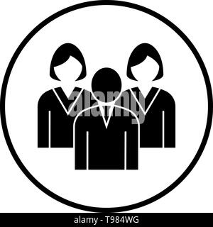 Il team aziendale e la relativa icona. Cerchio sottile design Stencil. Illustrazione Vettoriale. Illustrazione Vettoriale