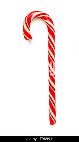 Close up candy cane isolato su sfondo bianco Foto Stock