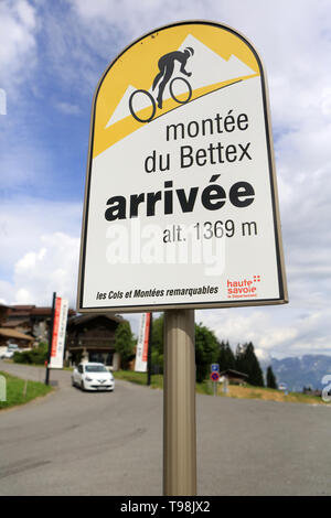 Cyclisme. Montée du Bettex. Arrivée. Altitudine : 1.369 m. Alta Savoia. La Francia. Foto Stock