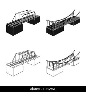 Ponte,mare,montato,assemblato,appeso,colonne,banca,l'autostrada,fiume,metalli,cascata,long,corrimano,shore,penduli,rail,costruzione,treno,,cavo collegamento,design,costruire,lato,bridgework,l'architettura,landmark,struttura,attraversando,Vista,impostare,vettore,icona,immagine,isolato,raccolta,l'elemento,graphic,segno, Vettori vettore , Illustrazione Vettoriale