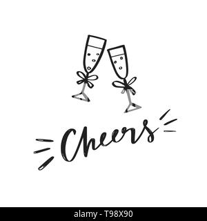 Il tintinnio champagne simbolo del vettore, icone. Celebrazione, vacanze, toast illustrazione concettuale. Illustrazione Vettoriale