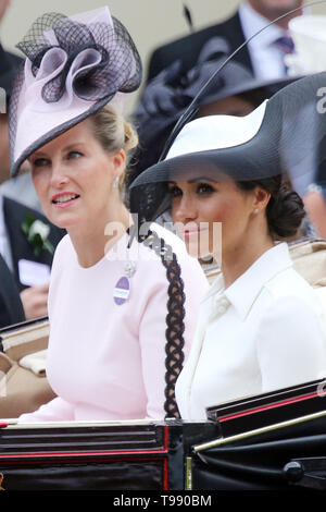 19.06.2018, Ascot, Windsor, Regno Unito - Sophie, duchessa di Wessex (sinistra) e Meghan, duchessa di Sussex. 00S180619D808CAROEX.JPG [modello di rilascio: NO, proprietà Foto Stock