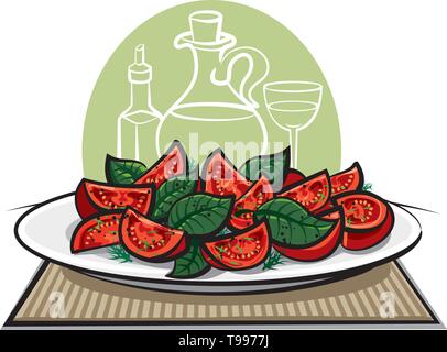 Insalata fresca con pomodori Illustrazione Vettoriale