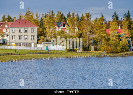 Il centro di Reykjavik in autunno. L'Islanda Foto Stock