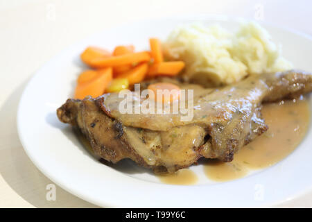 Pollo al Forno con gamba carotine, Coleslaw e purea di patate Foto Stock