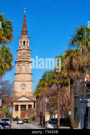 Chiesa episcopale di San Filippo, Charleston SC. Costruito nel 1836. Progettato secondo la tradizione Wren-Gibbs. Foto Stock